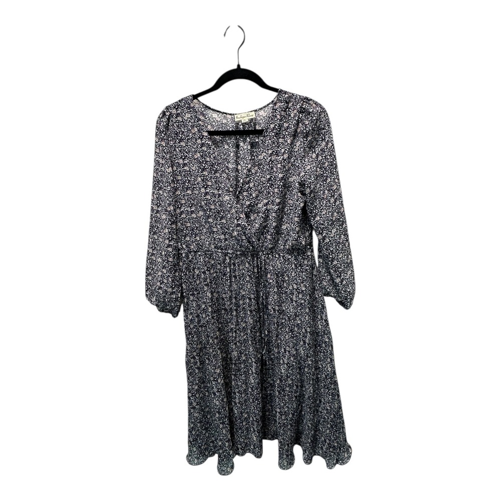 Indigo Rose‎ Women's Printed V Neck Long Sleeve Midi Dress PL